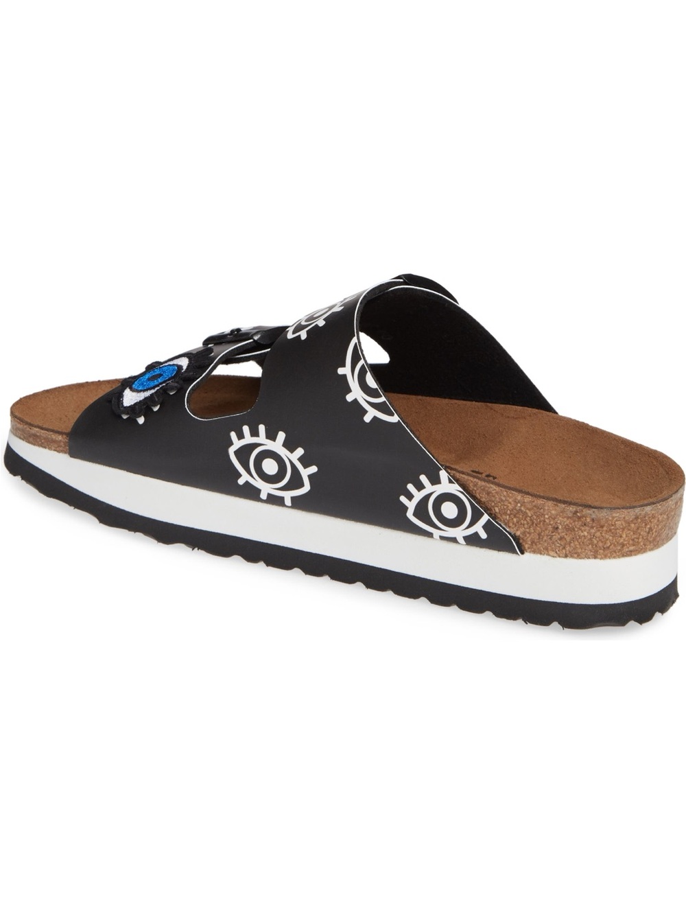 Papillio by Birkenstock Arizona Eye Graphic Slide Sandal Black/White - Picture 16 of 16